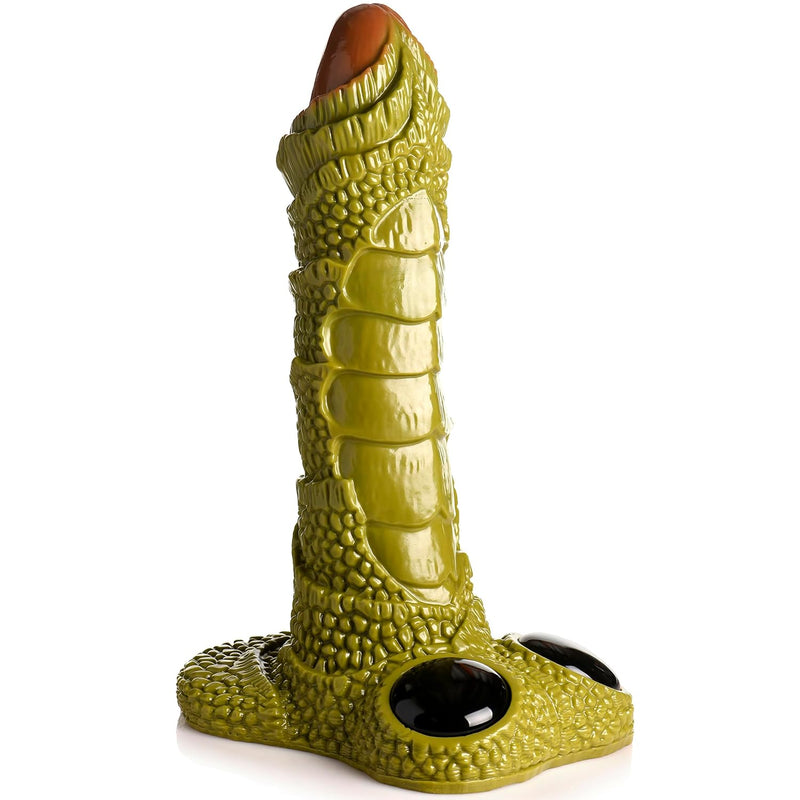 Swamp Giant Scaly Dildo For Men, Women & Couples. Creature Fantasy Super-Sized Dildo With Unique Texture And Sturdy Base. Decor Piece, Kinky Prop, Sex Furniture. 1 Piece, Green