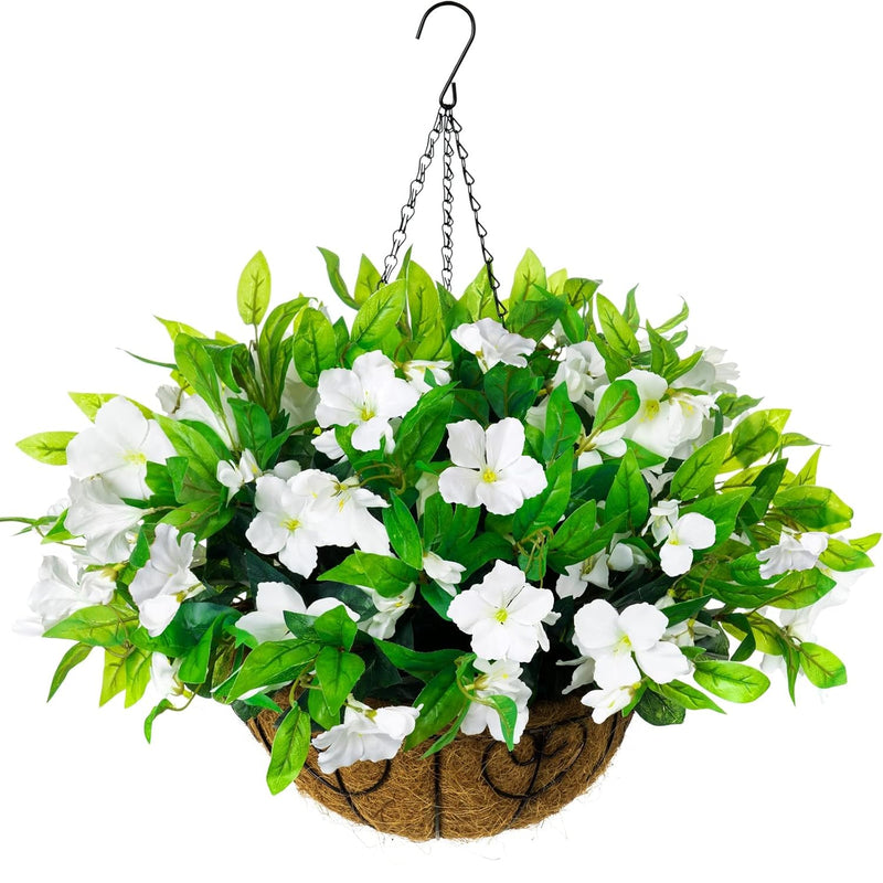 Artificial Fake Hanging Flowers Plants With Basket For Outdoors Decoration Fau