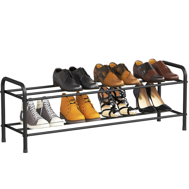 2-Tier Shoe Rack, 100% Stainless Steel Shoe Storage Organizer, Stackable 8-Pair