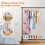 Heavy Duty Clothing Racks for Hanging Clothes Rack, 43" Wide Rolling Garment Rack Metal Clothing Hanger Rack with Wheels Wardrobe Rack for Coats, Shirts, Dress, (Black)