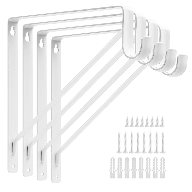 4Pcs Heavy Duty White Closet Rod Brackets 11 X 11 Inch,1-3/8Inch Diameter Shelf
