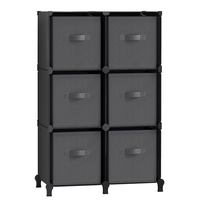 Cube Storage Organizer With Storage Boxes, 6-Cube Organizer, 6 Collapsible Non-W