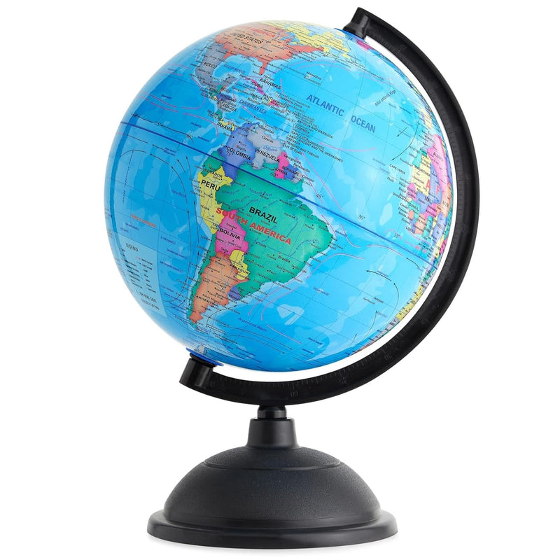Juvale Rotating World Globe with Stand for Kids Learning, 8-inch Spinning E