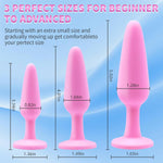 3Pcs Pink Silicone Gem Anal Butt Plug Set- Small, Medium And Big Gem Butt Plug,Suitable Beginners Advanced Users Comfortable Long-Term Wear,Sex Slave Abuse Sex Toys For Women Men Couples Lover