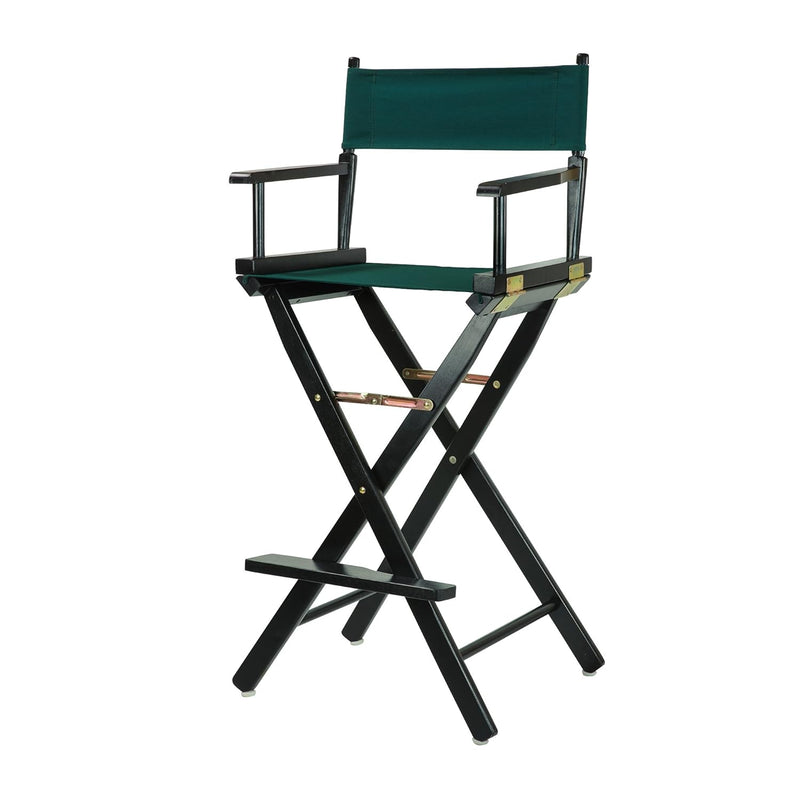 30" Director'S Chair Black Frame-With Hunter Green Canvas, Bar Height