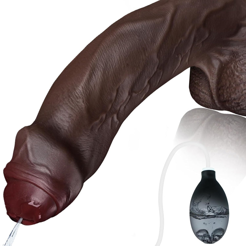 9.65" Squirting Bbc Dildo Ejaculating Big Black Dildo, Huge Uncut Ejaculating Toy Made From Soft Dual Density Silicone, Xl Realistic Dildos Foreskin Cock With Suction Cup, Adult Sex Toys For Women Men
