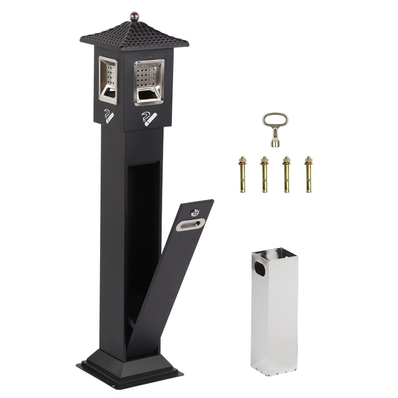 Stainless Steel Vertical Trash Bin Outdoor Trash Cans Holder Waste Containers 46