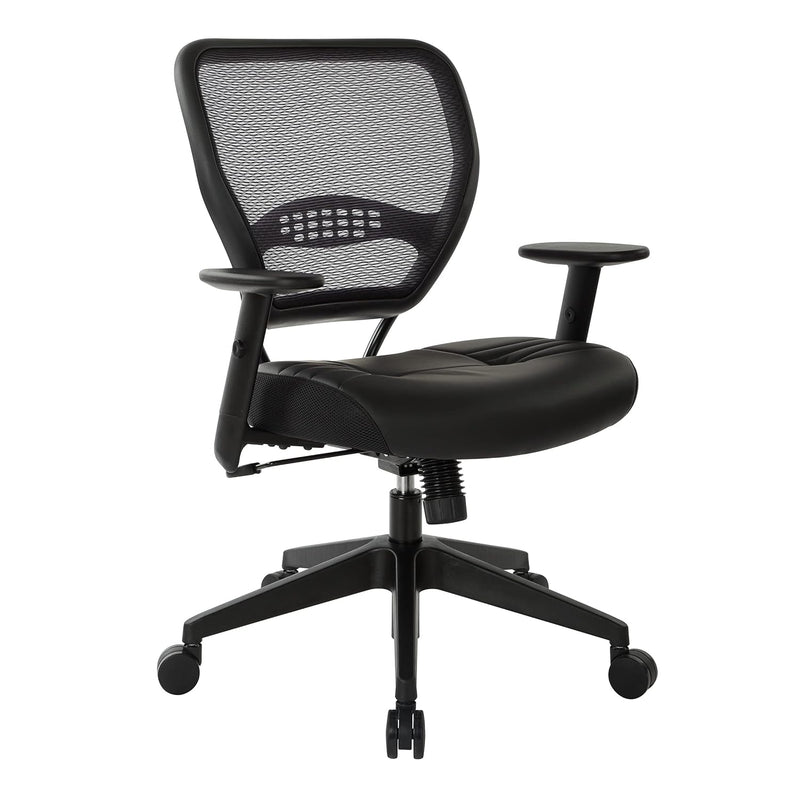 Space Seating Professional Airgrid Dark Back And Padded Black Eco Leather Seat