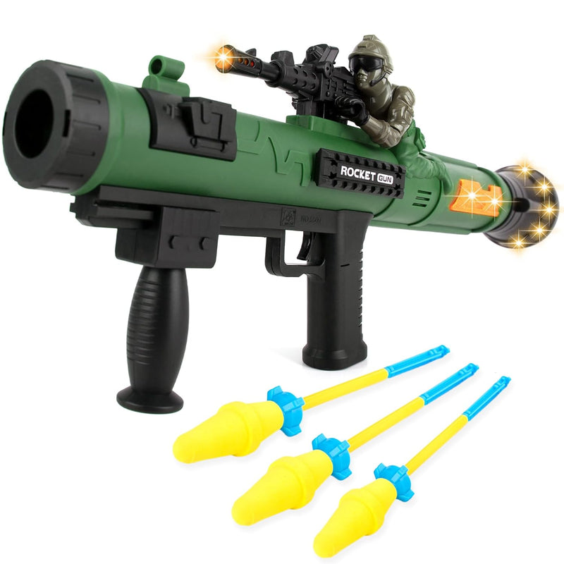ArtCreativity Toy Rocket Launcher, RPG Gun with 3 Foam Rockets, Light Up Ro