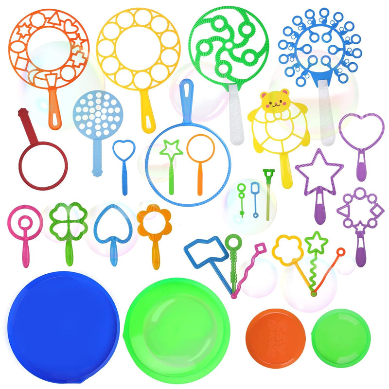 Bubble Wands Set, 28 Pcs Large Bubble Wand With Tray, Great For Kids Summer