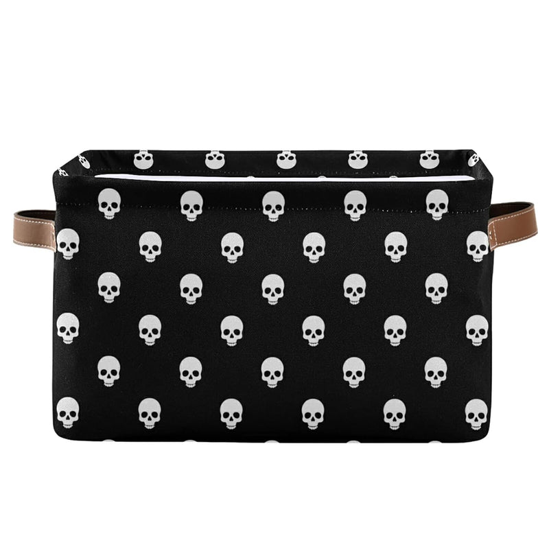 Skull Skeleton Pattern Cube Storage Bin With Handle Collapsible Laundry Storage