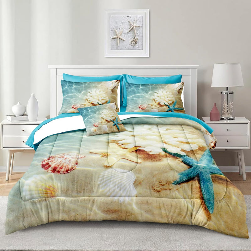 Queen Comforter Sets With Sheets And Pillows Bed In A Bag Queen Blue Coastal O