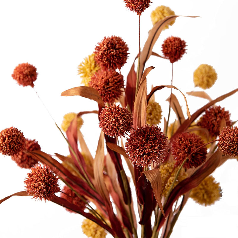 Handmade Artificial Flowers, Thistle Globe Echinops Bouquet, Fake Plant Greene