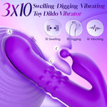 Rabbit Dildo Vibrator Adult Sex Toys For Women, 3 In 1 Digging & Swelling G Spot Vibrator Massager Clitoral Nipple Stimulation With 10 Vibration Modes Sex Machine For Couple Play