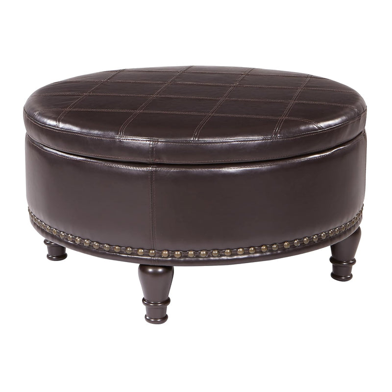 Inspired By Bassett Osp Home Furnishings Augusta Round Storage Ottoman With De