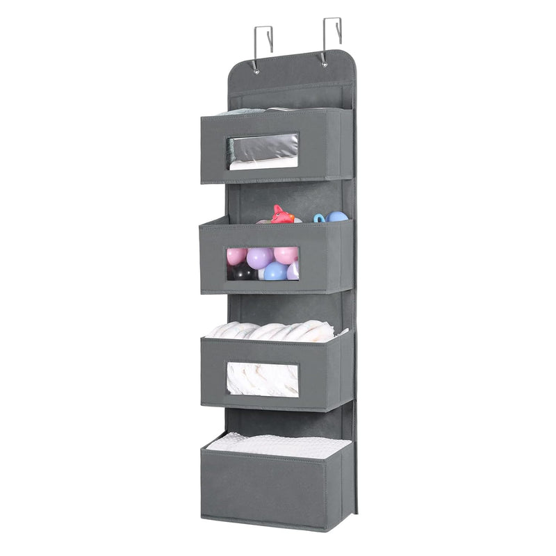 4-Shelf Over The Door Hanging Organizer With 2 Metal Hooks,4 Pocket Over The Doo