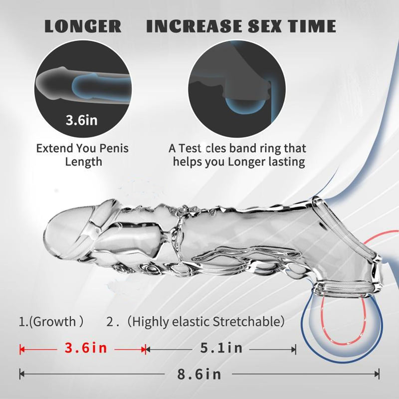 Penis Sleeve Cock Sleeve Male Sex Toy, Realistic Dildos Penis Pump Cock Extender Men Sex Toys With Cock Ring, Silicone Penis Extension For Men Girth Enhance, Reusable Penis Enlarger Adult Sex Toys