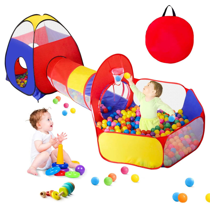 3 In 1 Kids Play Tent For Toddler With Baby Ball Pit And Play Tunnel, Child