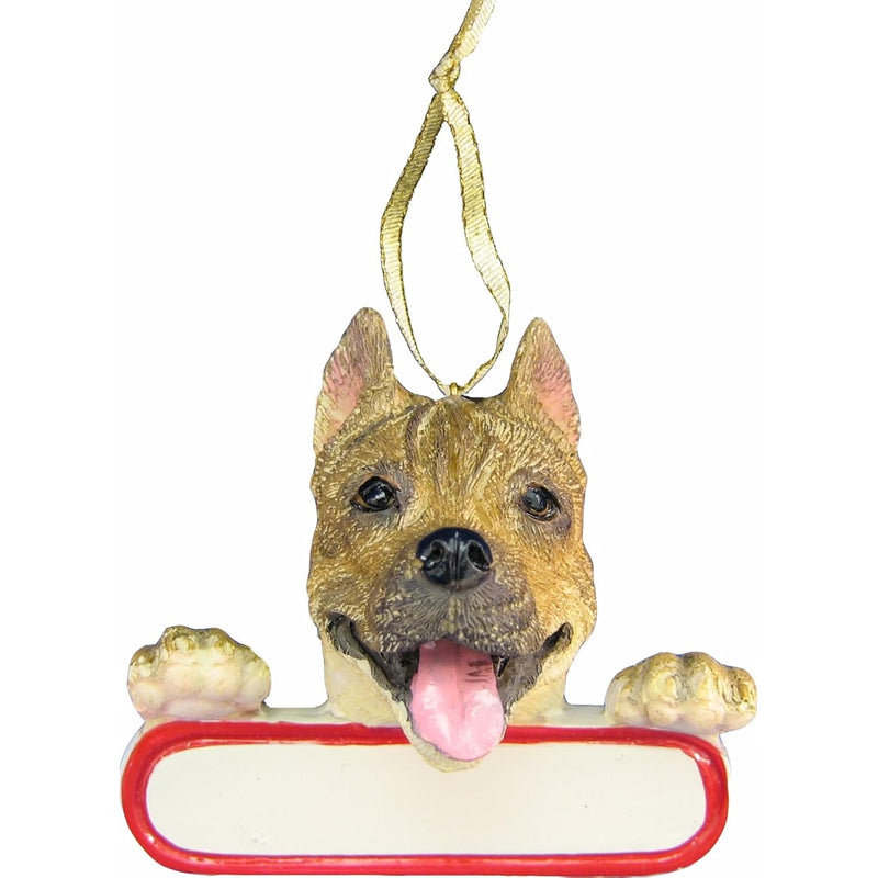 Pit Bull Ornament Brindle "Santa'S Pals" With Personalized Name Plate A Great
