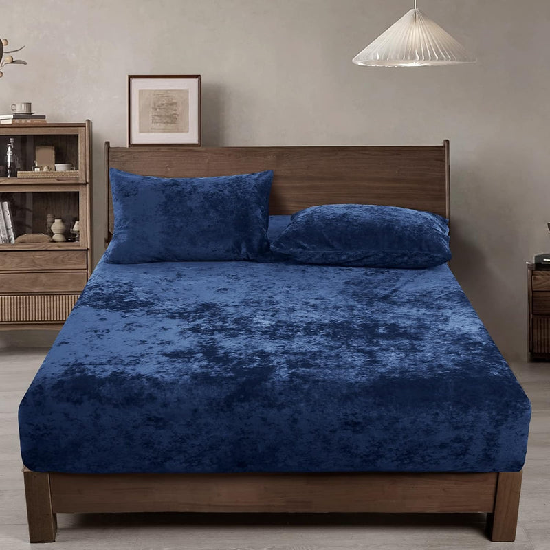 Truly Velvet Fitted Sheet King Size, 1 Pack Luxury Super Soft Cozy Comfy Flann