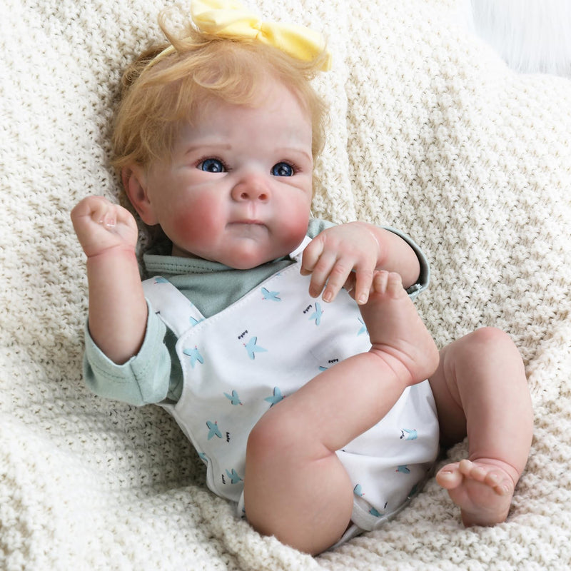 Realistic Reborn Baby Dolls Girl 18 Inch Lifelike Baby Doll With Golden Hai
