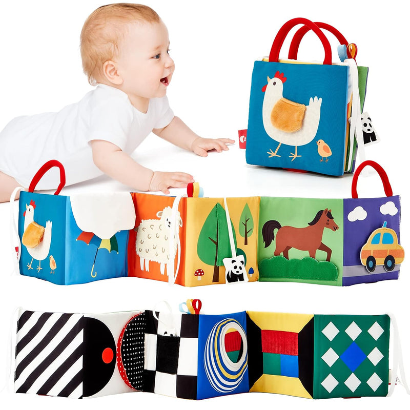 Baby Toys 0-6 Months - High Contrast Newborn Toys - Baby Tummy Time Books 0