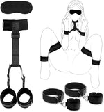 Adjustable BDSM Wrist & Thigh Restraint Set – Bondage Cuffs, Collar & Blindfold