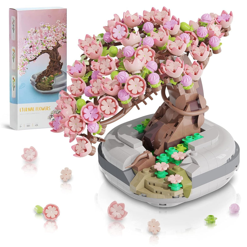 Mini Bricks Cherry Blossom Tree Building Set Sakura Bonsai Diy Toy, Birthda