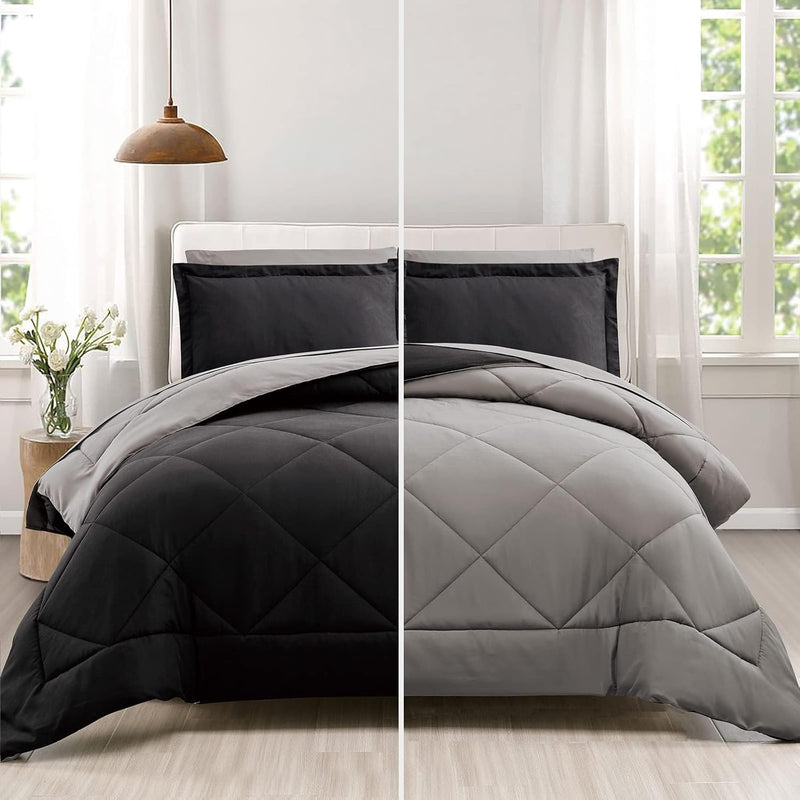 5 Pieces Comforter Set Twin Bed In A Bag, Reversible Bed Set With Comforter, F