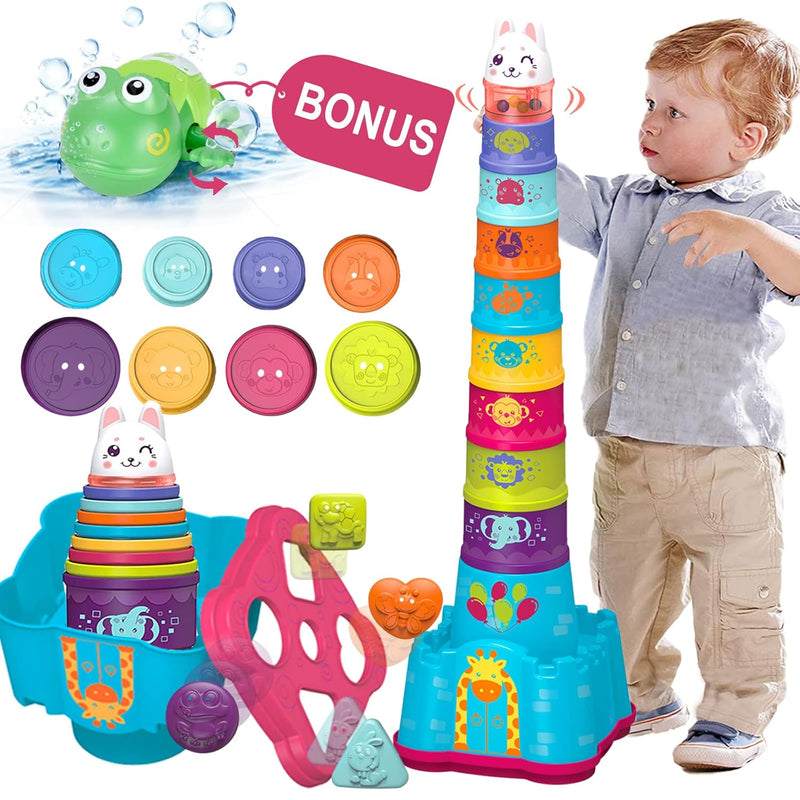 Baby Stacking Toys For Toddler 1 3, Nesting Cup Shape Sorter For Infant 6 T