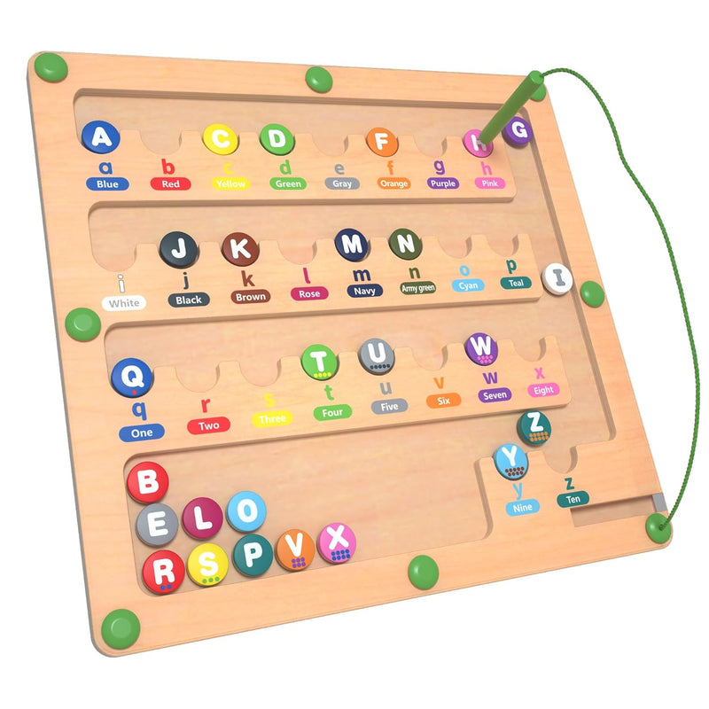 Magnetic Alphabet Maze For Toddlers: Montessori Toys For 3+ Year Old, Learn