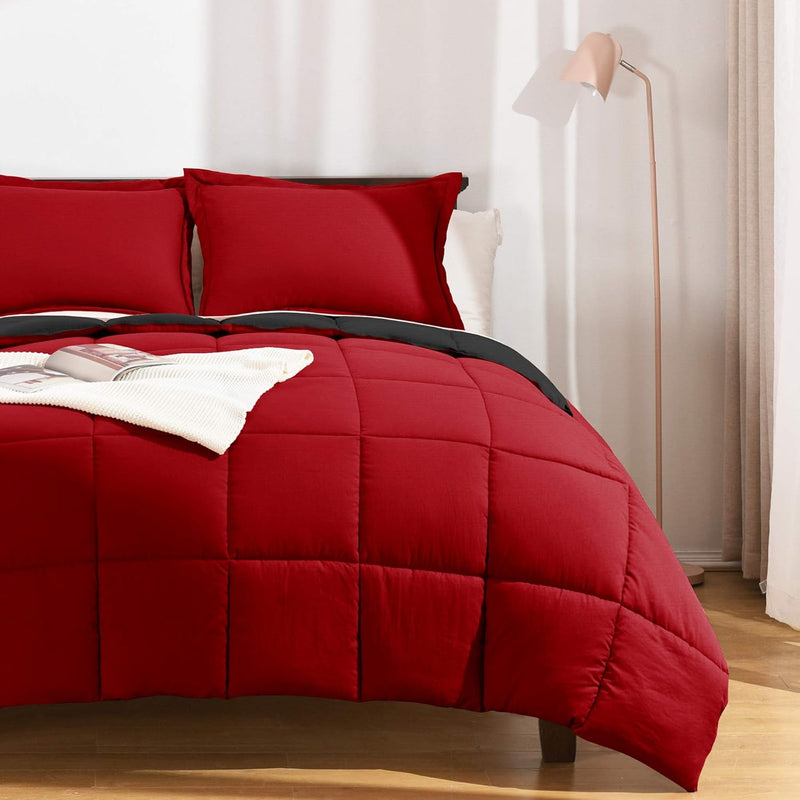 Red Twin Comforter Set - Lightweight Down Alternative Comforter With 1 Pillow