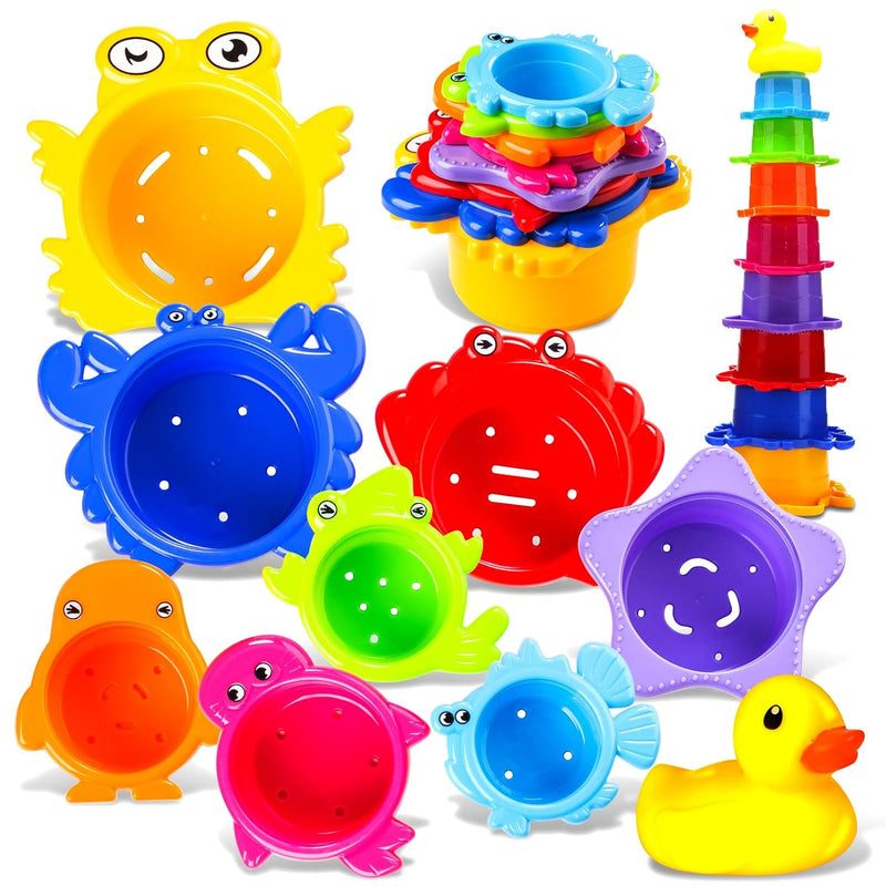 Stacking Cups Bath Toys For Toddlers, Rainbow Bath Cups For Baby 1 3 Years