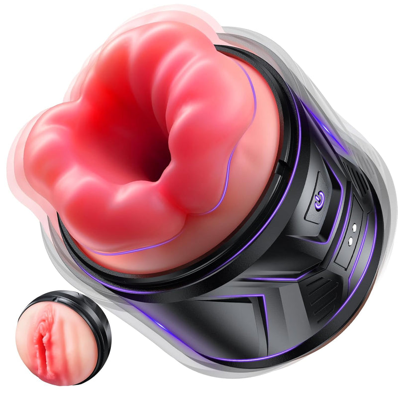 Male Masturbators Sex Toys-Open-Ended Sex Toys For Men With 10 Vibrations,Pocket Pussy Realistic Vagina & Lip Blowjob Sex Machine,Hands Free Masturbators Male Vibrators Stroker Sex Toy For Men