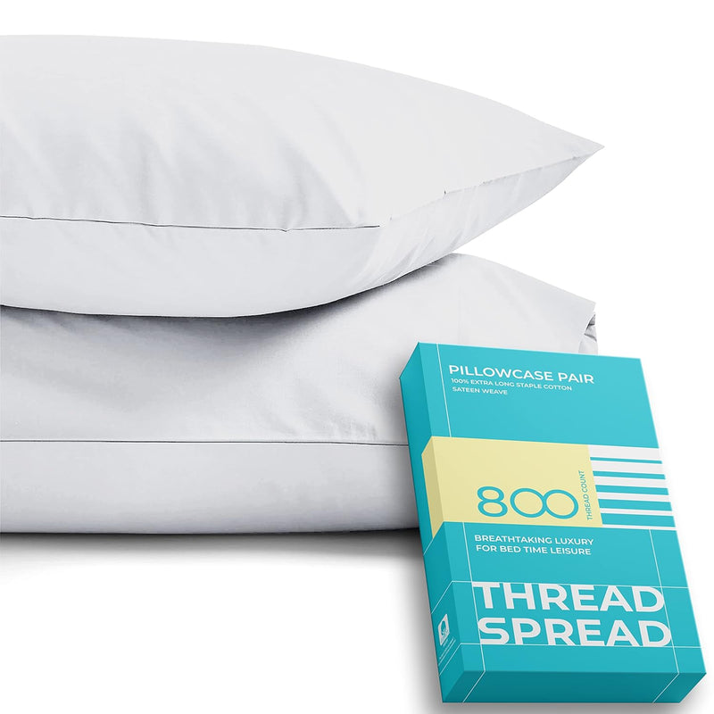 800 Thread Count 100% Egyptian Cotton Pillow Cases,Bright White Queen Pillowca