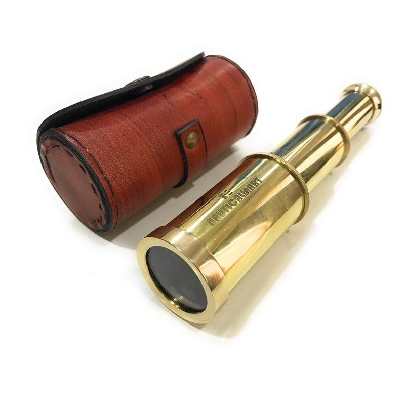 Solid Brass Handheld Telescope 6" Nautical Pirate Spy Glass With Free Case