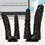 Realistic Anal Beads Huge Dildo - Black Double Sided Dildos For G-Spot Stimulation - Realistic Dual Side Butt Plug With Suction Cup - Large Double-Ended Penis For Men Women (L)