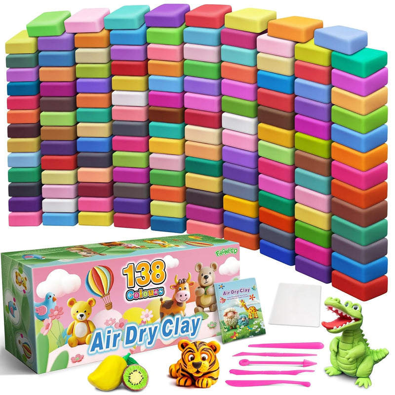 Air Dry Clay Modeling Magic Kit for Kids with 138 Vibrant Colors