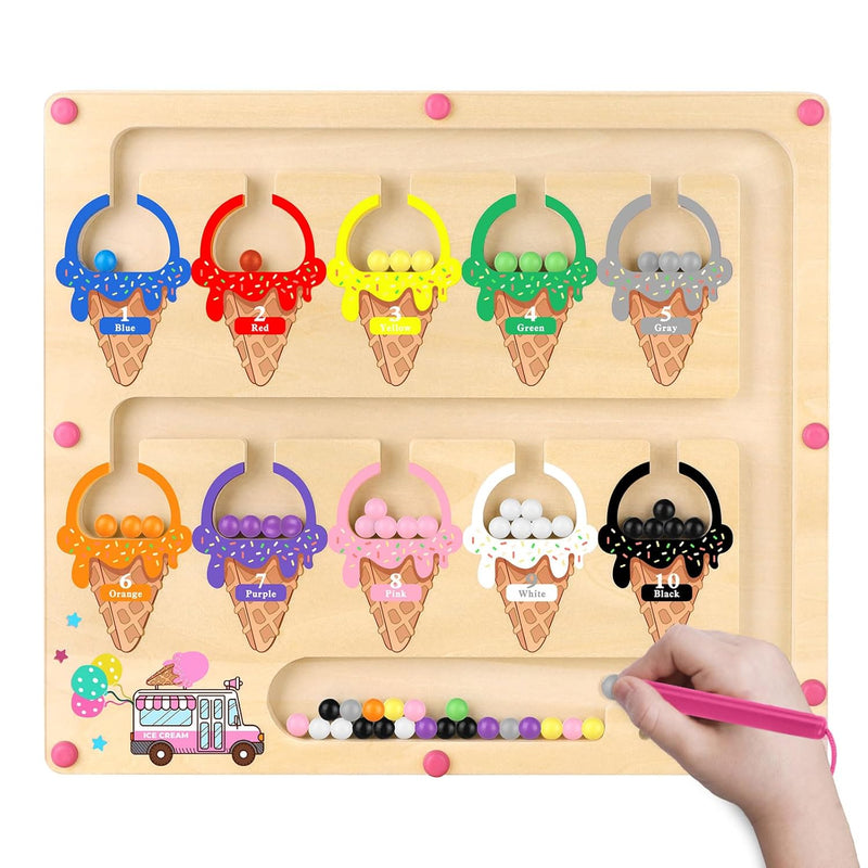 Montessori Magnetic Color And Number Maze Toy For Toddler Girls, Fine Motor