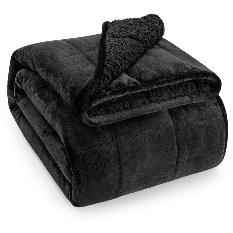 Sherpa Fleece Weighted Blanket For Adult 15 Lbs Dual Sided Cozy Fluffy Heavy B