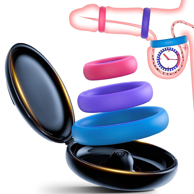 Silicone Cock/Penis Ring - Multi-Coloured Cockring Cock Sexual Stimulation Device With 3 Pcs Different Sizes For Erection Enhancing Long Lasting Stronger, Adult Sex Toys For Men Or Couples Pleasure