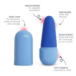 Private Pleasure Bullet Vibrator, Made Of Body-Safe Silicone, Quiet Mode, 10 Settings, Rechargeable & Waterproof, Hygiene & Privacy Cover, Blue