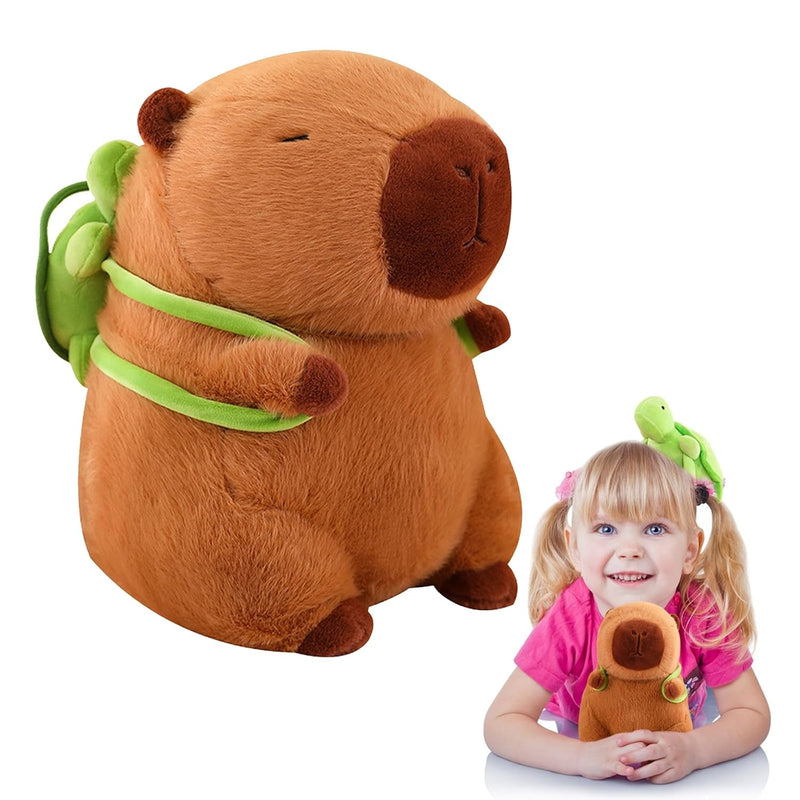 Capybara Plush Toys Kawaii Capybara Plushie With Turtle Backpack Soft Brown