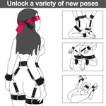 7-Piece BDSM Bondage Set with Adjustable Cuffs, Cross Strap & Blindfold for Couples