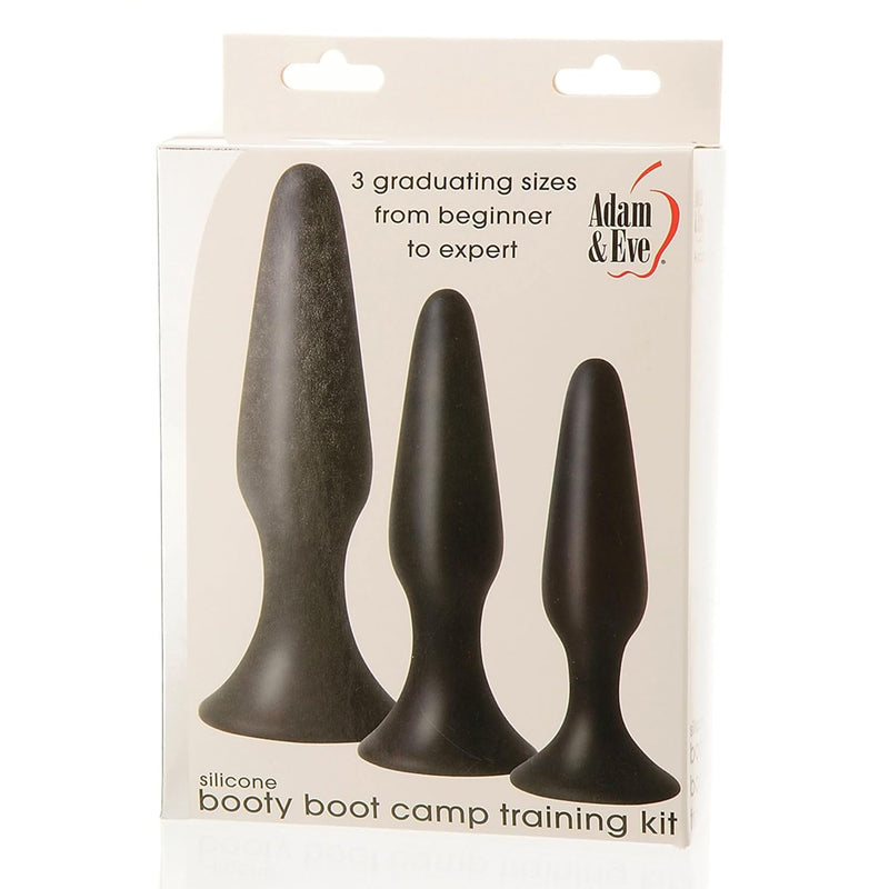 Booty Boot Camp Anal Training Kit - Set Of 3 Silicone Trainer Butt Plug Dildos | Waterproof Anal Plugs With Flared Suction Cup Bases | Great With Our Water Based Lube