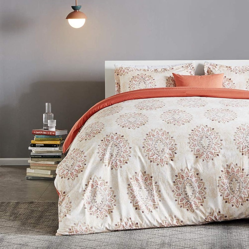 Bedding Duvet Cover Sets Printed Damask Pattern 120Gsm Ultra Soft Zipper Closu