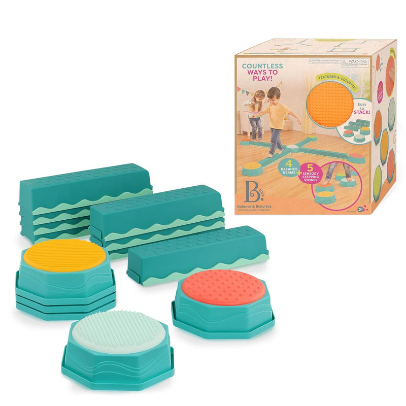 Balance Beam For Kids Interlocking Balancing Beams 5 Sensory Pads & 8 Beams