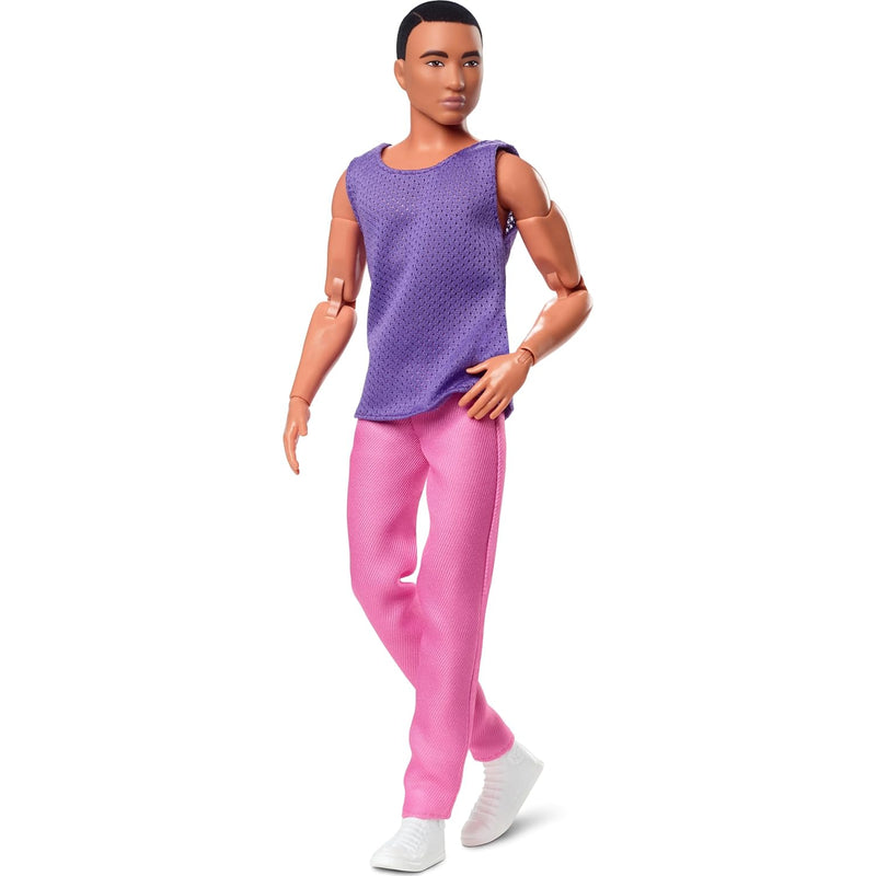 Barbie Looks Ken Fashion Doll with Black Hair Dressed in Purple Mesh Top &