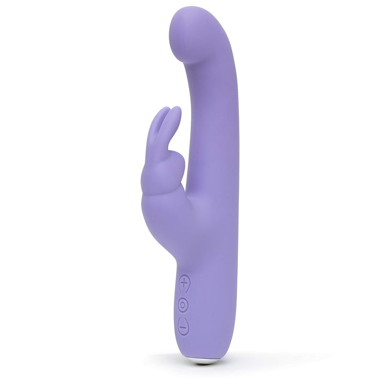 Luxury Rabbit Vibrator - 4.5 Inch 15 Function Silicone G Spot Vibrator For Women - Slim Tapered Shaft With Thick Flexible Rabbit Ears - Rechargeable & Waterproof - Purple