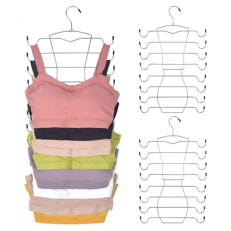 Closet Organizer, 3 Pack Tank-Top-Hanger, 8 Tier Bar-Hangers-Space-Saving Dorm D